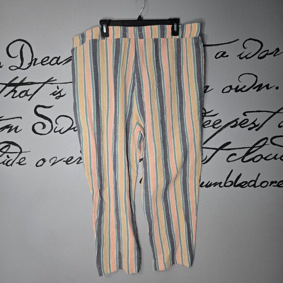 Angels Forever Young Crinkle Comfy Cotton Striped Plus Size Pants, 2X - Picture 3 of 6